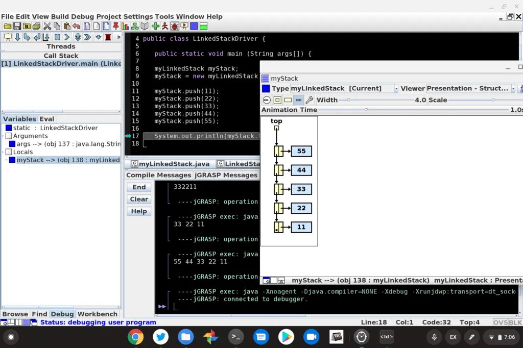 Linked Lists in Java on a Chromebook