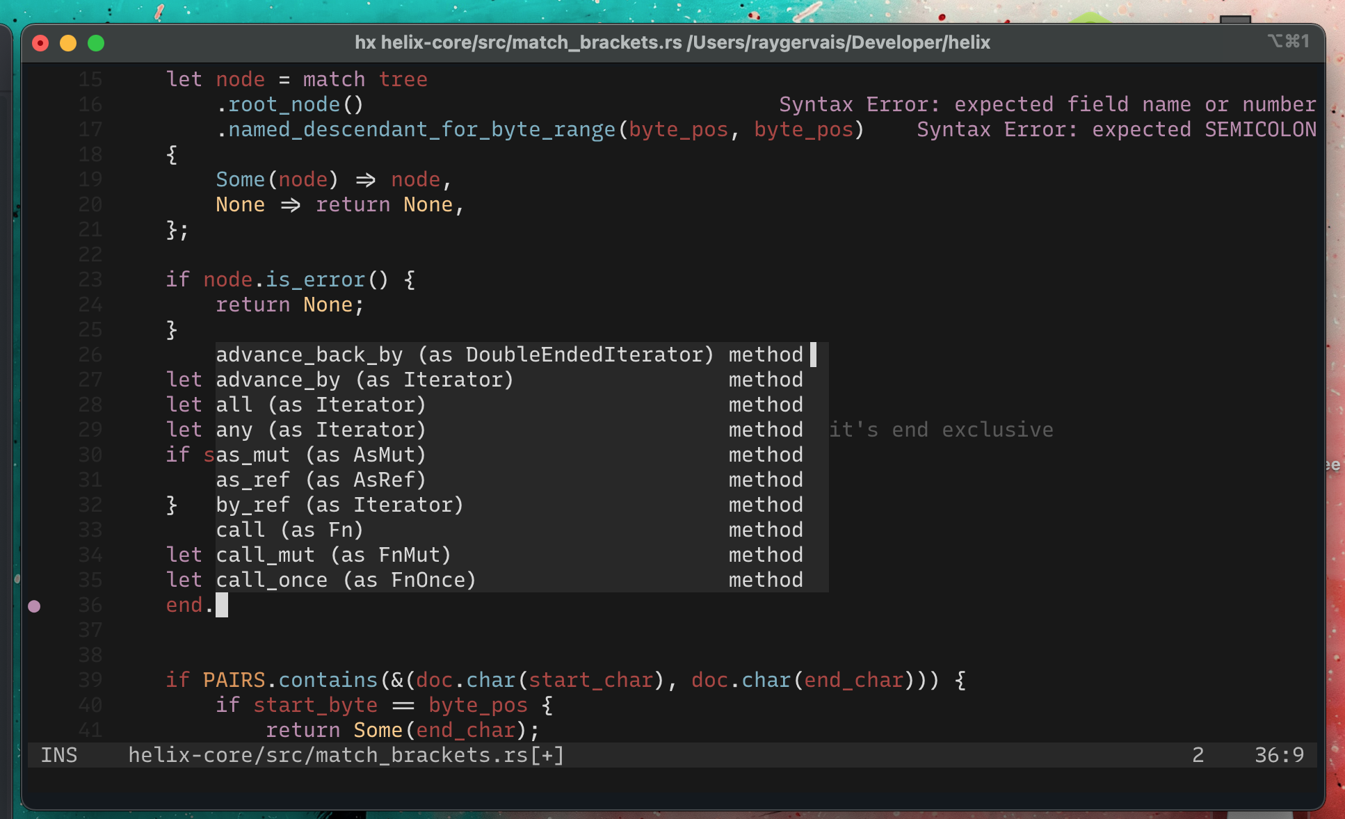 Helix editor