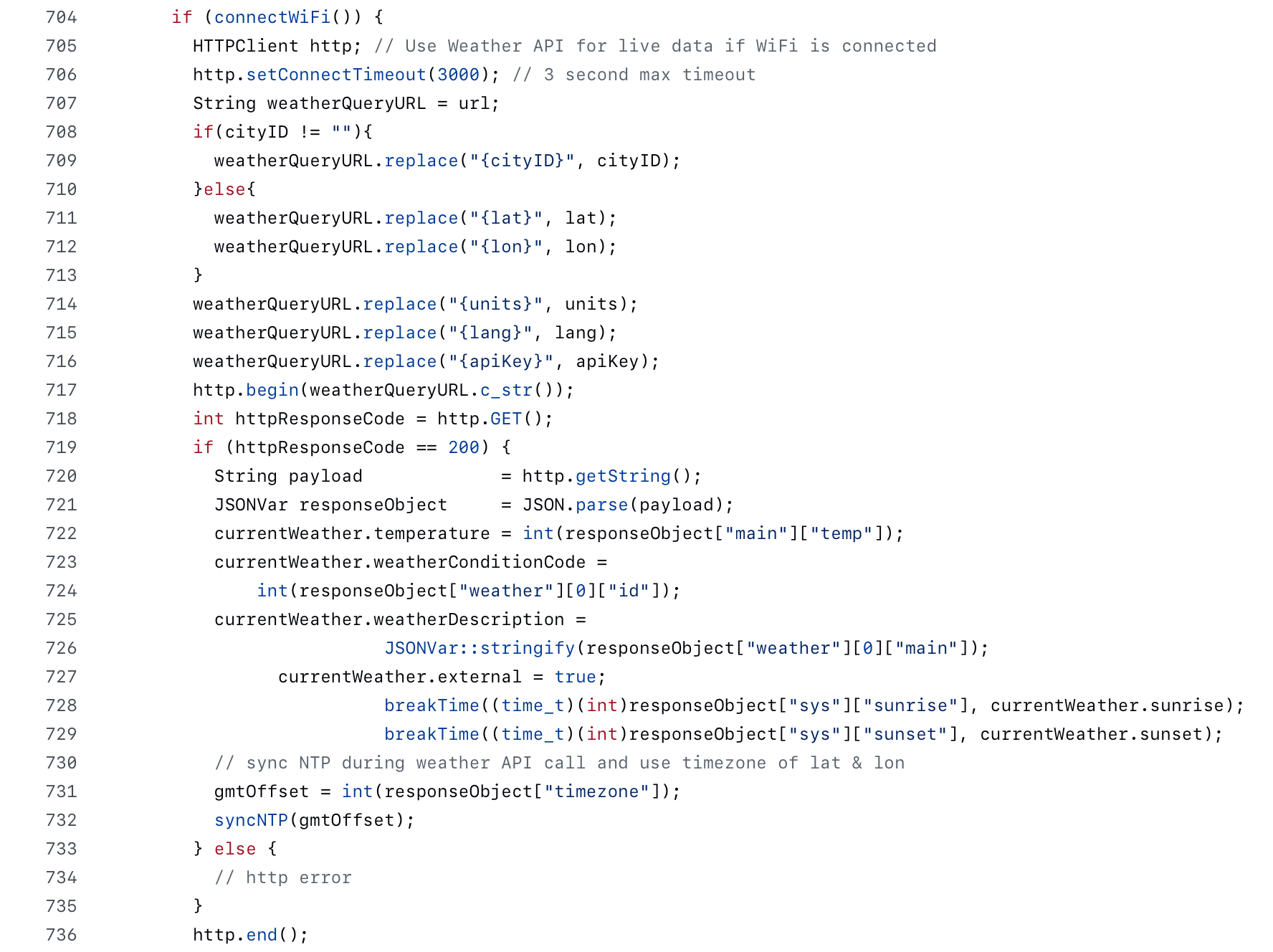 Watchy code to get weather data over WiFi